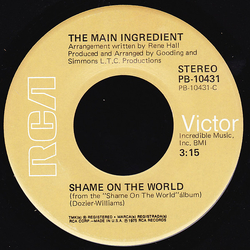 The Main Ingredient Shame On The World Vinyl 7" USED