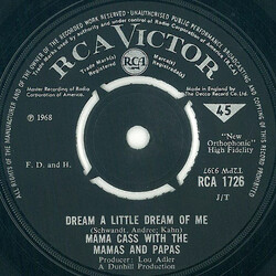 Cass Elliot / The Mamas & The Papas Dream A Little Dream Of Me USED VINYL 7INCH 45 RPM SINGLE