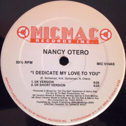 Nancy Otero I Dedicate My Love To You VINYL 12" USED