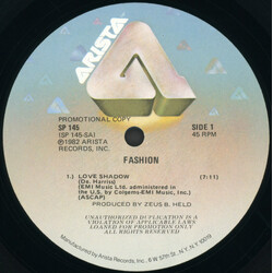 Fashion Love Shadow USED VINYL 12INCH 45 RPM SINGLE PARTIALLY MIXED PROMO