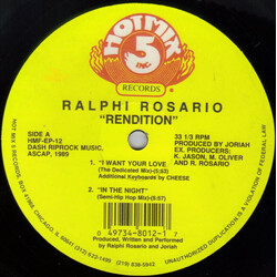 Ralphi Rosario Rendition USED VINYL 12INCH 33 S RPM EP