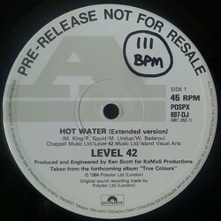 Level 42 Hot Water USED VINYL 12INCH 45 RPM SINGLE PROMO