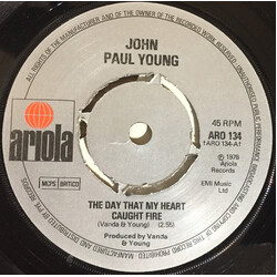 John Paul Young The Day That My Heart Caught Fire USED VINYL 7INCH 45 RPM