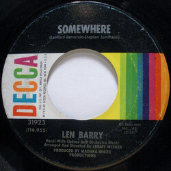 Len Barry Somewhere / It's A Cryin' Shame VINYL 7" USED