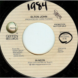 Elton John In Neon USED VINYL 7INCH 45 RPM PROMO