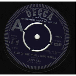 Leapy Lee King Of The Whole Wide World / Shake Hands USED VINYL 7INCH 45 RPM SINGLE PROMO