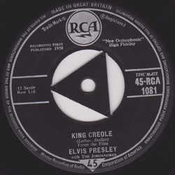 Elvis Presley / The Jordanaires King Creole Vinyl 7" USED