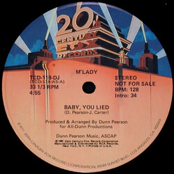 M'Lady Baby, You Lied USED VINYL 12INCH PROMO 33 S RPM STEREO MONO