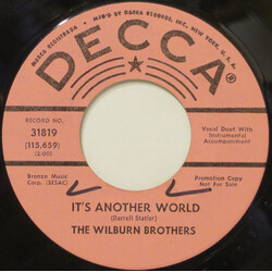 The Wilburn Brothers It's Another World USED VINYL 7INCH 45 RPM SINGLE PROMO