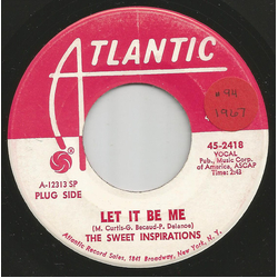 The Sweet Inspirations Let It Be Me / When Something Is Wrong With My Baby Vinyl 7" USED