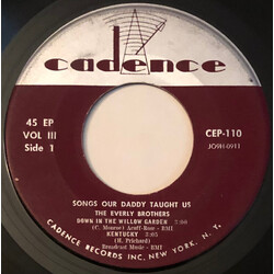Everly Brothers Song Our Daddy Taught Us Volume 3 USED VINYL 7INCH 45 RPM EP