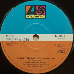 Soul Brothers Six Thank You Baby For Loving Me USED VINYL 7INCH 45 RPM SINGLE STEREO
