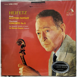 Jascha Heifetz / The New Symphony Orchestra Of London / Sir Malcolm Sargent / Henri Vieuxtemps / Max Bruch Scottish Fantasy / Concerto No. 5 Vinyl LP 