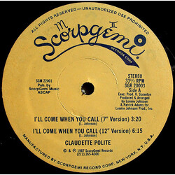 Claudette Polite I'll Come When You Call USED VINYL 12INCH 33 S RPM STEREO