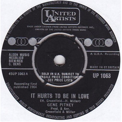 Gene Pitney It Hurts To Be In Love USED VINYL 7INCH 45 RPM SINGLE
