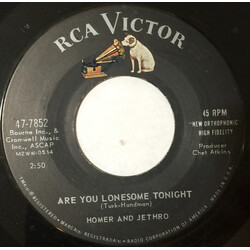 Homer And Jethro Are You Lonesome Tonight / I Love Your Pizza USED VINYL 7INCH 45 RPM