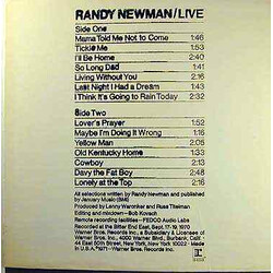 Randy Newman Live Vinyl LP USED