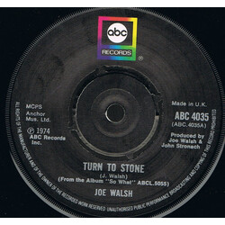Joe Walsh Turn To Stone USED VINYL 7INCH SINGLE 45 RPM