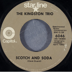 Kingston Trio Scotch And Soda Vinyl 7" USED