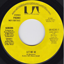 Korona Let Me Be USED VINYL 7INCH 45 RPM SINGLE PROMO