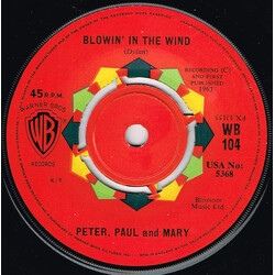 Peter, Paul & Mary Blowin' In The Wind / Flora USED VINYL 7INCH 45 RPM SINGLE MONO