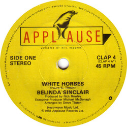 Belinda Sinclair White Horses USED VINYL 7INCH SINGLE