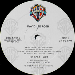 David Lee Roth I'm Easy USED VINYL 12INCH PROMO 33 S RPM