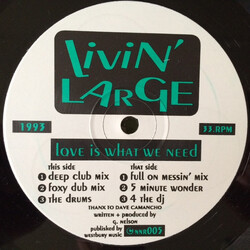 Livin' Large Love Is What We Need USED VINYL 12INCH 33 S RPM