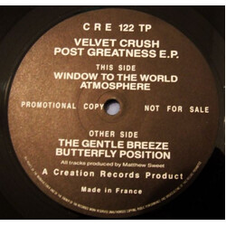 Velvet Crush The Post Greatness E.P. USED VINYL 12INCH EP PROMO