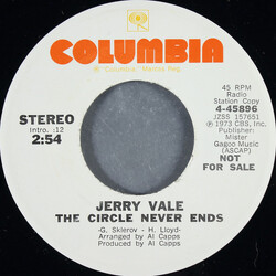 Jerry Vale The Circle Never Ends USED VINYL 7INCH 45 RPM SINGLE PROMO STEREO