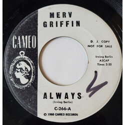 Merv Griffin Always / Hey, Pretty Baby USED VINYL 7INCH 45 RPM SINGLE PROMO