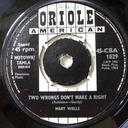 Mary Wells Laughing Boy / Two Wrongs Don't Make A Right USED VINYL 7INCH 45 RPM SINGLE