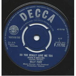 Billy Fury Do You Really Love Me Too (Fool’s Errand) Vinyl 7" USED