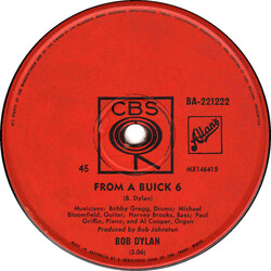 Bob Dylan From A Buick 6 / Positively 4th Street USED VINYL 7INCH 45 RPM SINGLE