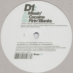 D1 Missin' / Cocaine / Firin' Blanks USED VINYL 12INCH 45 RPM 33 S RPM