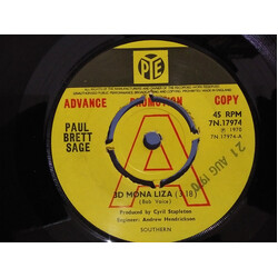 Paul Brett's Sage 3D Mona Liza / Mediterranean Lazy Heat Wave USED VINYL 7INCH 45 RPM SINGLE PROMO
