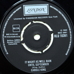Carole King It Might As Well Rain Until September Vinyl 7" USED