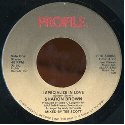 Sharon Brown I Specialize In Love USED VINYL 7INCH 45 RPM SINGLE STEREO