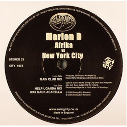 Marlon D. Afrika Vs New York City USED VINYL 12INCH 45 RPM
