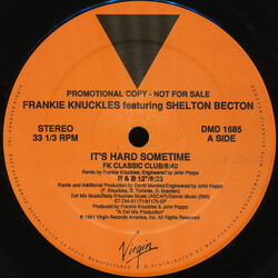 Frankie Knuckles / Shelton Becton It's Hard Sometime USED VINYL 12INCH 33 S RPM PROMO STEREO