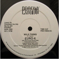 Euro-K Wild Thing USED VINYL 12INCH 33 S RPM PROMO STEREO