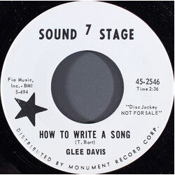 Glee Davis How To Write A Song USED VINYL 7INCH 45 RPM PROMO