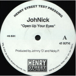 JohNick Open Up Your Eyes / The Captain USED VINYL 12INCH TEST PRESSING 45 RPM