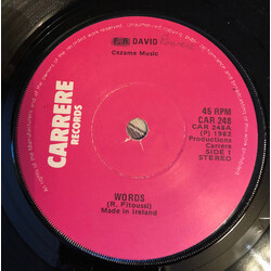F.R. David Words USED VINYL 7INCH 45 RPM SINGLE STEREO