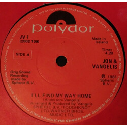 Jon & Vangelis I'll Find My Way Home USED VINYL 7INCH 45 RPM