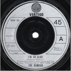 The Rumour I'm So Glad USED VINYL 7INCH 45 RPM SINGLE