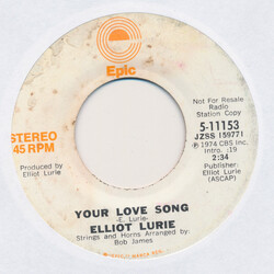 Elliot Lurie Your Love Song USED VINYL 7INCH 45 RPM SINGLE PROMO STYRENE STEREO MONO
