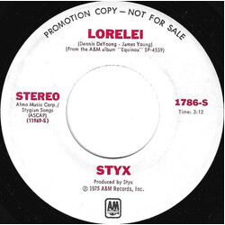Styx Lorelei USED VINYL 7INCH 45 RPM SINGLE PROMO STEREO MONO