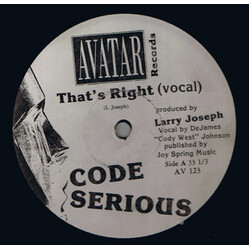 Code Serious That's Right VINYL 12" USED