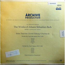 Johann Sebastian Bach / Ralph Kirkpatrick Erster Theil Der Clavier-Uebung: 6 Partitas (I) (Partita No. 1 In B Flat Major, BWV 825 / Partita No. 2 In C